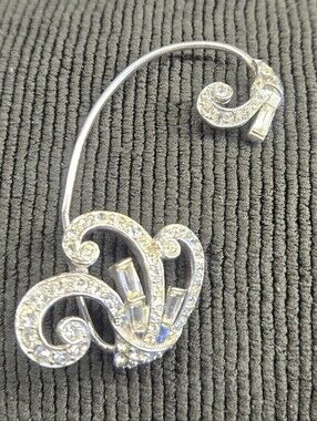 Marcel Boucher Crystal Scroll Ear Cuff Wrap in Silver Tone Vintage